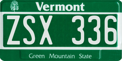 VT license plate ZSX336