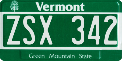 VT license plate ZSX342