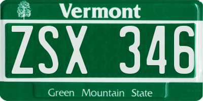 VT license plate ZSX346
