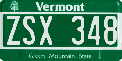 VT license plate ZSX348