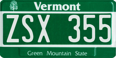 VT license plate ZSX355