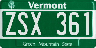 VT license plate ZSX361