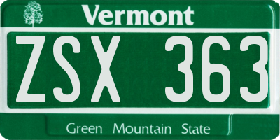 VT license plate ZSX363