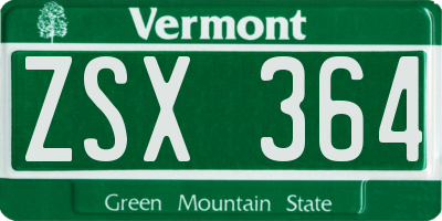 VT license plate ZSX364