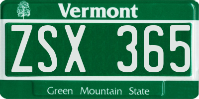 VT license plate ZSX365