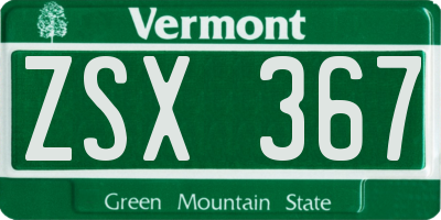 VT license plate ZSX367