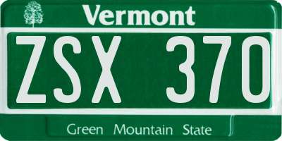 VT license plate ZSX370