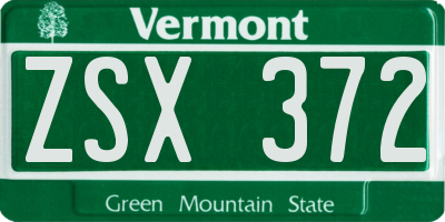 VT license plate ZSX372