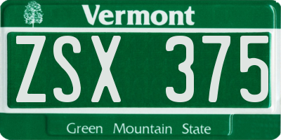 VT license plate ZSX375