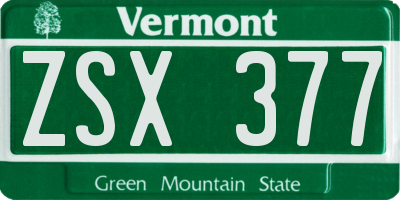 VT license plate ZSX377