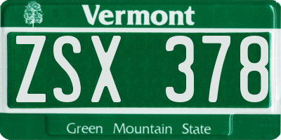 VT license plate ZSX378