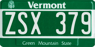VT license plate ZSX379