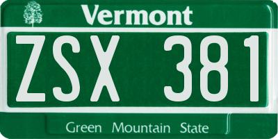 VT license plate ZSX381