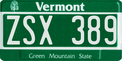 VT license plate ZSX389