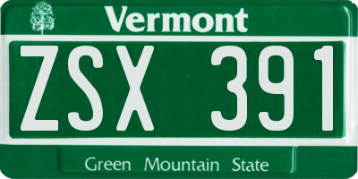 VT license plate ZSX391