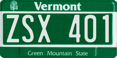 VT license plate ZSX401