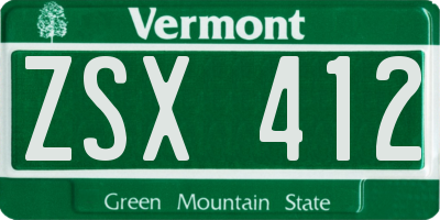 VT license plate ZSX412