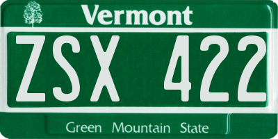 VT license plate ZSX422