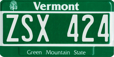 VT license plate ZSX424