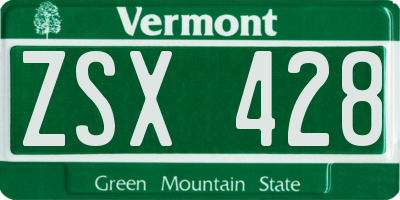 VT license plate ZSX428