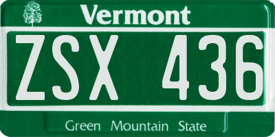 VT license plate ZSX436