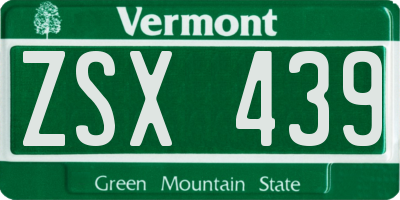VT license plate ZSX439