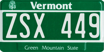 VT license plate ZSX449