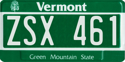 VT license plate ZSX461