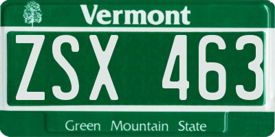 VT license plate ZSX463