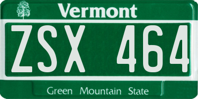 VT license plate ZSX464