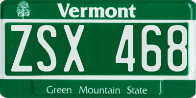 VT license plate ZSX468