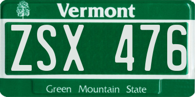 VT license plate ZSX476