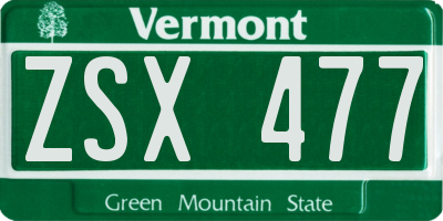 VT license plate ZSX477