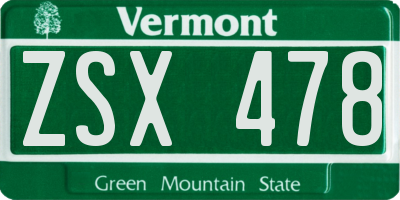 VT license plate ZSX478