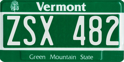VT license plate ZSX482