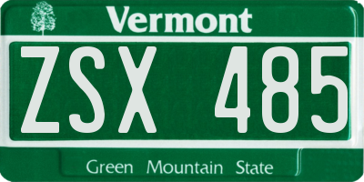 VT license plate ZSX485