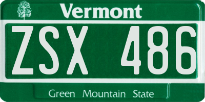 VT license plate ZSX486