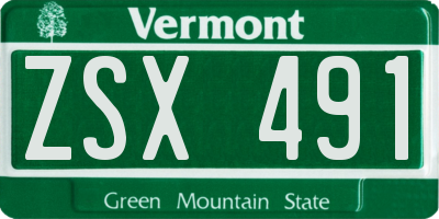 VT license plate ZSX491