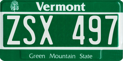 VT license plate ZSX497