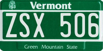 VT license plate ZSX506