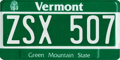 VT license plate ZSX507