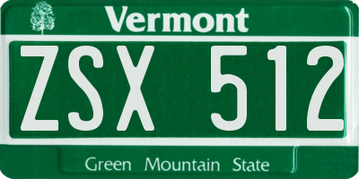 VT license plate ZSX512