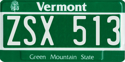 VT license plate ZSX513