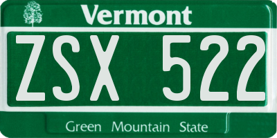 VT license plate ZSX522