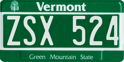 VT license plate ZSX524