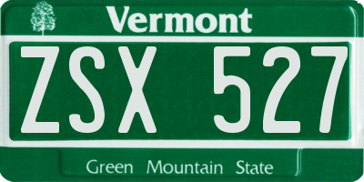 VT license plate ZSX527