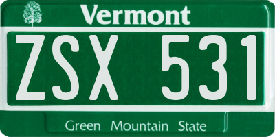 VT license plate ZSX531