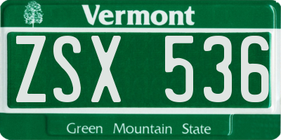 VT license plate ZSX536