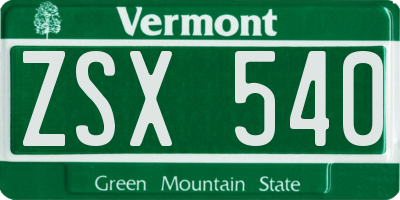 VT license plate ZSX540