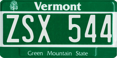VT license plate ZSX544
